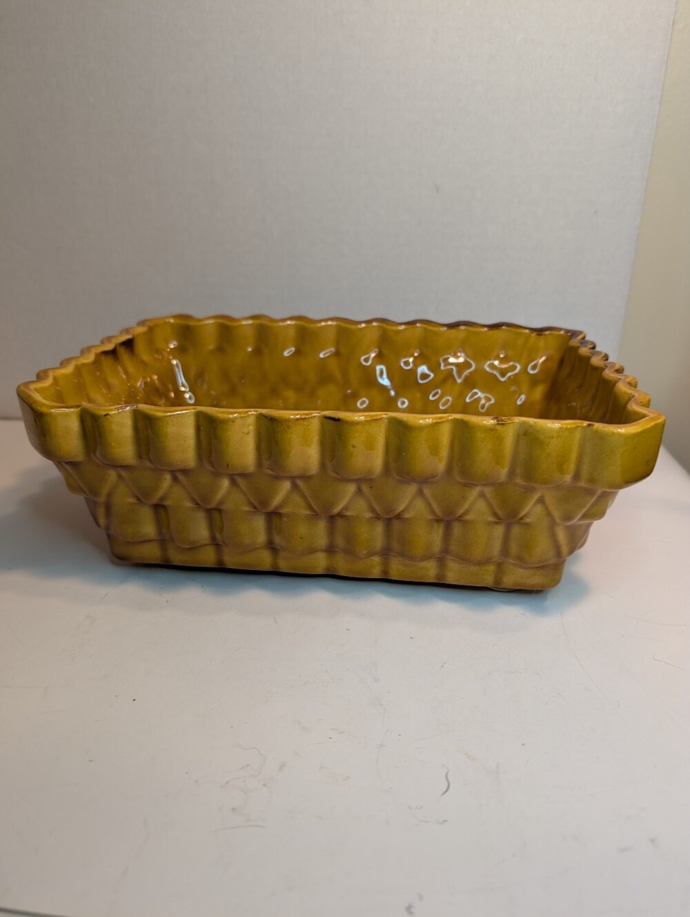 UPCO Ceramic 630 Yellow rectangle Geometric Patterned Planter